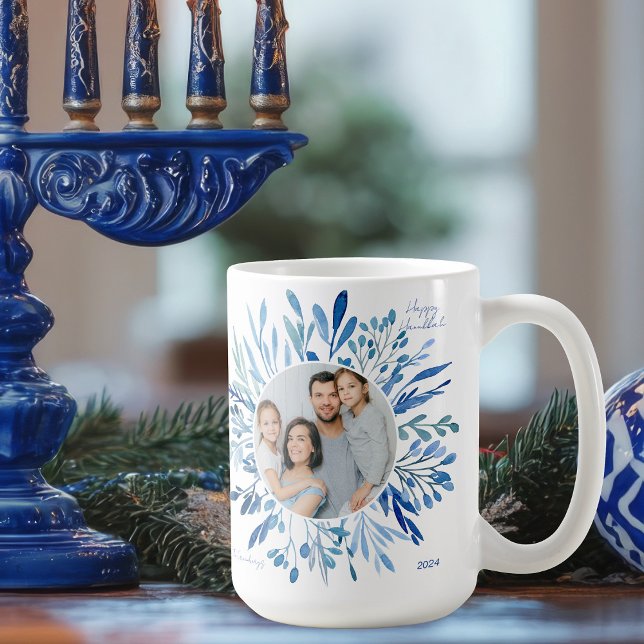 Caneca De Café Foto da Família Judia Chanucá Azul (Criador carregado)