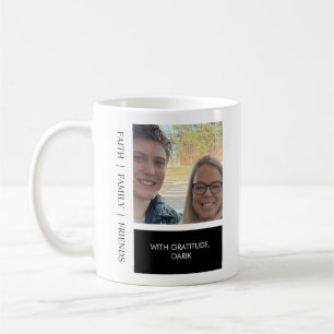 Caneca De Café Foto da Família Mínima Preta e Branca