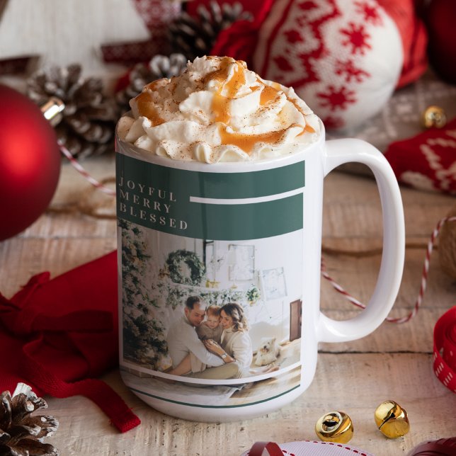 Caneca De Café Foto da família moderna | Feliz alegre abençoada | (Criador carregado)