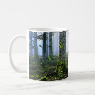 Caneca De Café Foto da Floresta ao Amanhecer Nebuloso 