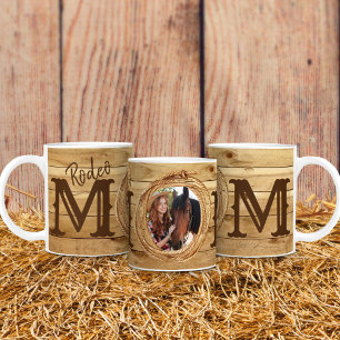 Caneca De Café Foto da Mãe do Rodeio Western Rústico