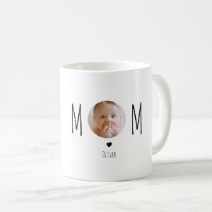 Caneca De Café Foto da Mamãe Bebê Rosto Moderno