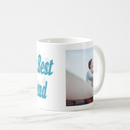 Caneca De Café Foto da namorada com tipografia azul-celeste
