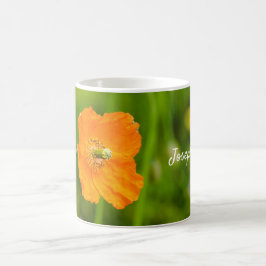 Caneca De Café Foto Da Natureza Da Flor De Cor Laranja E Nome Per