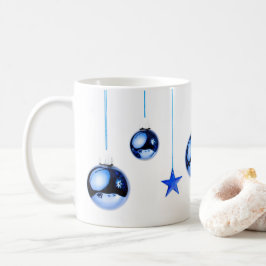 Caneca De Café Foto das bolas de decoração de Natal Azul