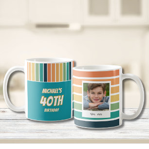 Caneca De Café Foto de 40º Aniversário Retro para Ele