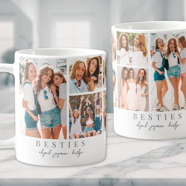 Caneca De Café Foto de Amigas BFF Minimalista Chic (Best Friends Chic Minimalist BFF Photo Coffee Mug)