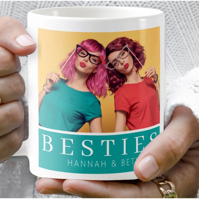 Caneca De Café Foto de Amizade de Besties Modernas (Criador carregado)