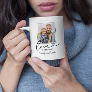 Caneca De Café Foto de Amor de São Valentim ao Primeiro Swipe
