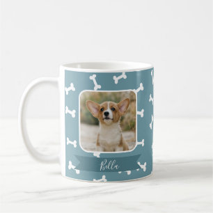Caneca De Café Foto de animal de estimação com padrão de osso de