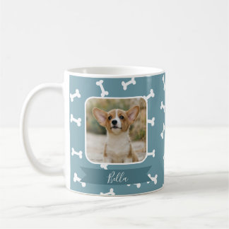 Caneca De Café Foto de animal de estimação com padrão de osso de