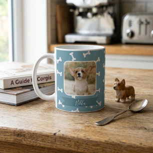 Caneca De Café Foto de animal de estimação com padrão de osso de