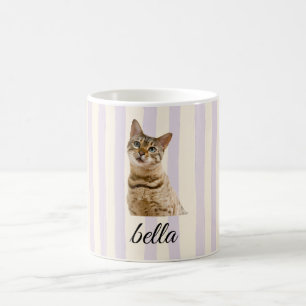 Caneca De Café Foto de Animal Personalizada Listras Pastel Lavand