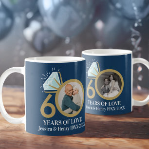 Caneca De Café foto de aniversário de diamante de casamento de 60