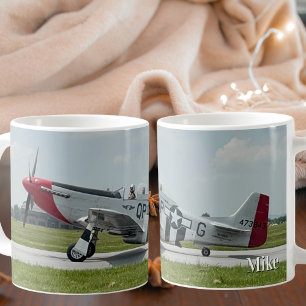 Caneca De Café Foto de avião antigo P-51 Mustang Custom Legal