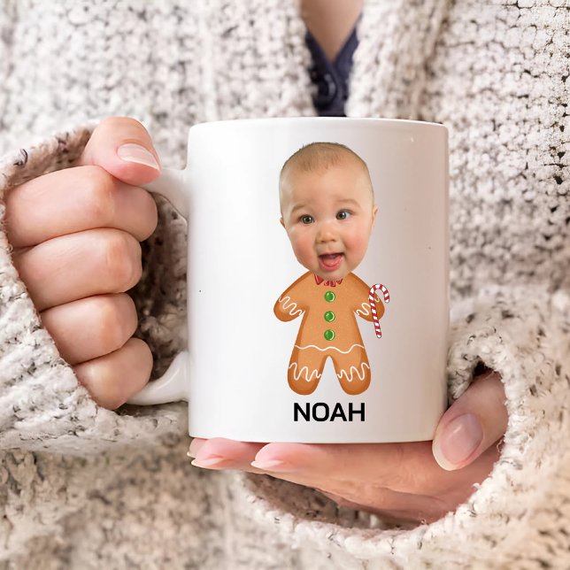 Caneca De Café Foto De Bebê Personalizada Enfrentando Pão De Nata (Criador carregado)
