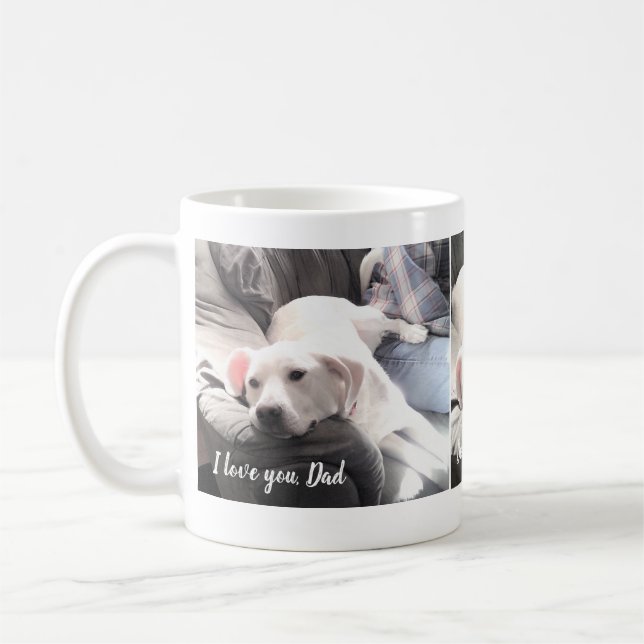 Caneca De Café Foto de Cachorro Branco Bonito com Melhor Pai Amig (Esquerda)