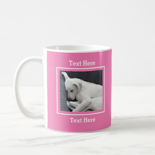 Caneca De Café Foto de Cachorro Branco Bonito Dormindo Rosa (Esquerda)