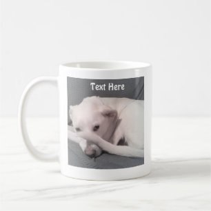 Caneca De Café Foto de Cachorro Branco Bonito escondido atrás da