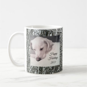 Caneca De Café Foto de Cachorro Branco Bonito Tendo Preguiçoso Di