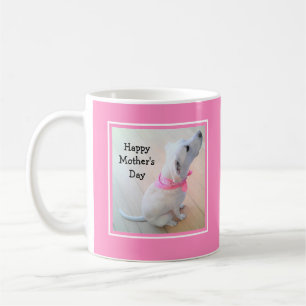Caneca De Café Foto de Cachorro Branco Bonito Vestindo Café Rosa