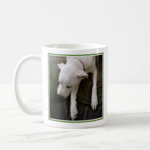Caneca De Café Foto de Cachorro Dormindo Fica Bem Verde e Branco