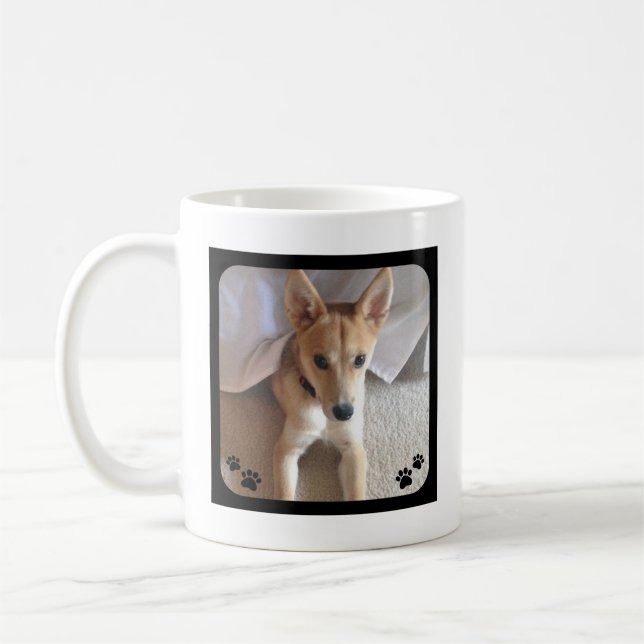 Caneca De Café Foto de Cachorro Personalizado Pawprint Coffee Mug (Esquerda)