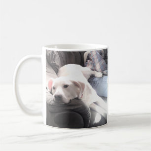 Caneca De Café Foto de Cachorro Preguiçoso Branco Bonito Saindo C