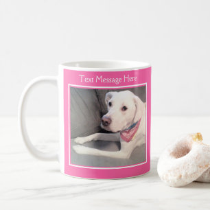 Caneca De Café Foto de Cachorro Vestindo Mensagem de Texto Rosa Q