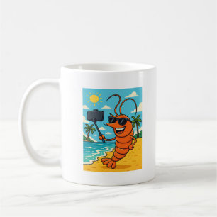 Caneca De Café Foto de Camarão Engraçado na Praia – Presente para