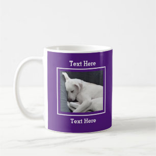 Caneca De Café Foto de Cão Branco Dormindo Púrpura Pacificamente