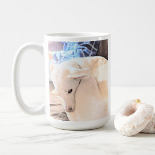 Caneca De Café Foto de Cão Branco e Dia de os pais Pai