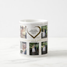 Caneca De Café Foto de Casamento Colagem Rustic Simple Heart Cote
