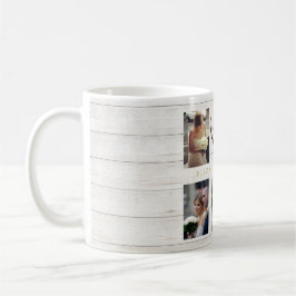 Caneca De Café Foto de Casamento Colagem Rustic Simple Heart Cote