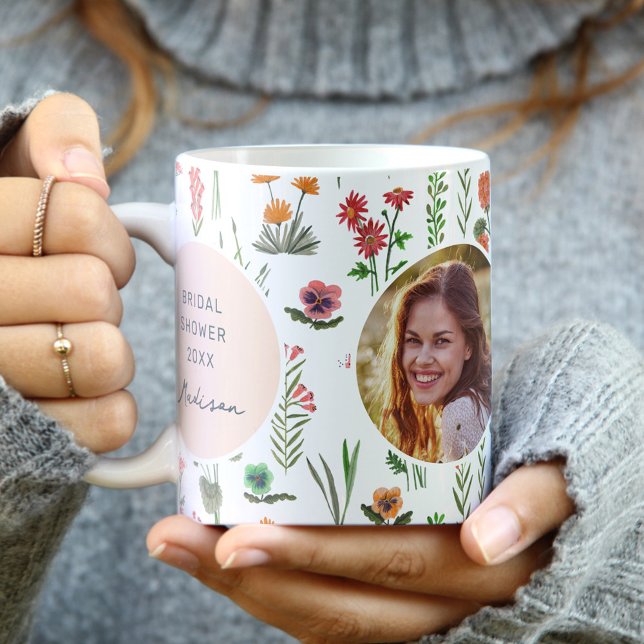 Caneca De Café Foto de Chá de panela de Wildflower Girl (Wildflower Girl Bridal Shower Photo Coffee Mug)