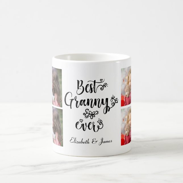 Caneca De Café Foto de Colagem Fofa Melhor Avó Alguma Vez Avó Dot (Centro)