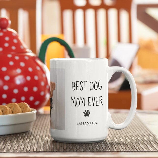 Caneca De Café Foto de Colagem Moderna Melhor Cão Mãe Nunca (Criador carregado)
