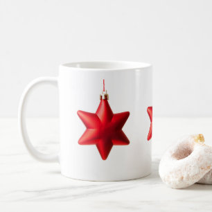 Caneca De Café Foto de decoração de estrelas vermelhas feliz no