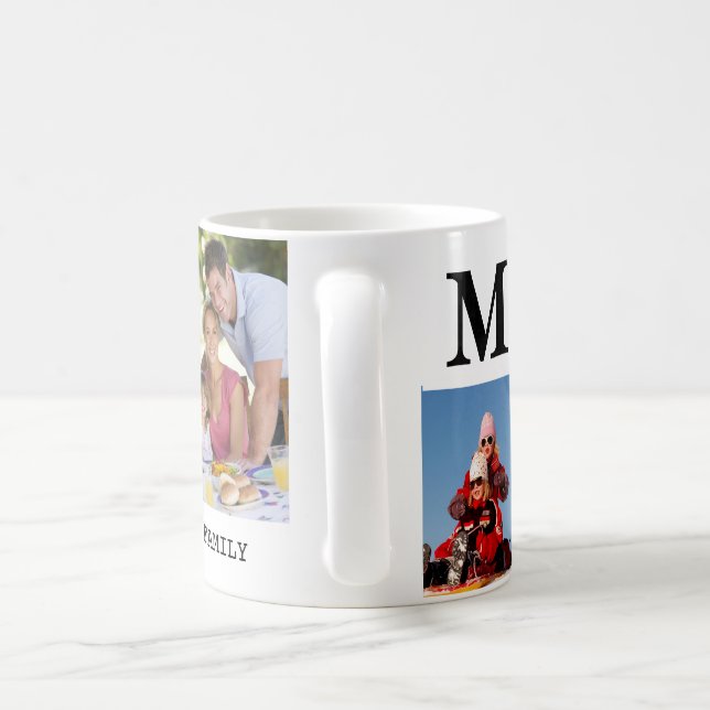 Caneca De Café Foto de família nomeada Monogrammed personalizada (Alça)