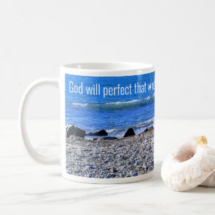 Caneca De Café Foto de Fé do Oceano Azul em Verso Bíblia de Deus