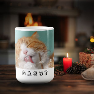 Caneca De Café Foto de Férias de Gatos e Flocos de Neve
