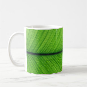 Caneca De Café Foto de foco suave da folha verde
