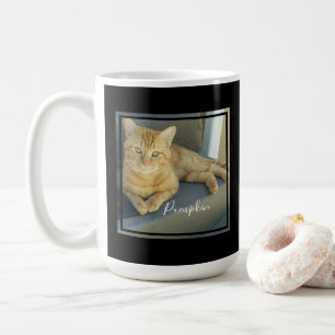 Caneca De Café Foto de Gato Cócio Moderno a Preto Personalizado