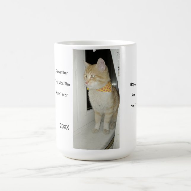 Caneca De Café Foto de Gato Laranja com Texto  (Centro)