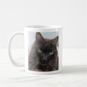 Caneca De Café Foto de Gato Preto com Nome Personalizado