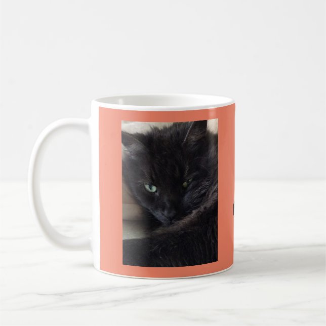 Caneca De Café Foto de Gato Preto e Bonito, Personalizada (Esquerda)