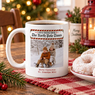 Caneca De Café Foto de jornal antigo de Natal personalizada