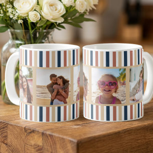 Caneca De Café Foto de Listra de Argila Chic Areia Denim Terrosa