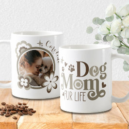 Caneca De Café Foto de Mãe de Cachorro Retro Taupe