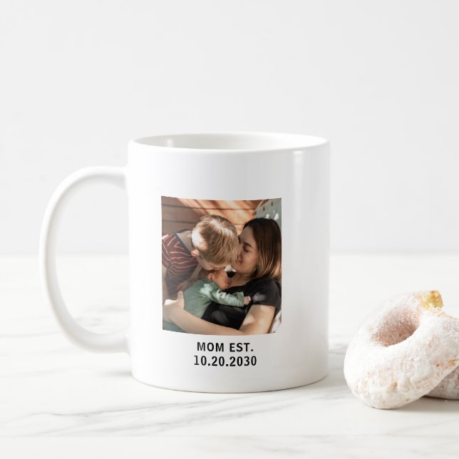 Caneca De Café Foto de Mãe Personalizada Estabelecida (Com Donut)